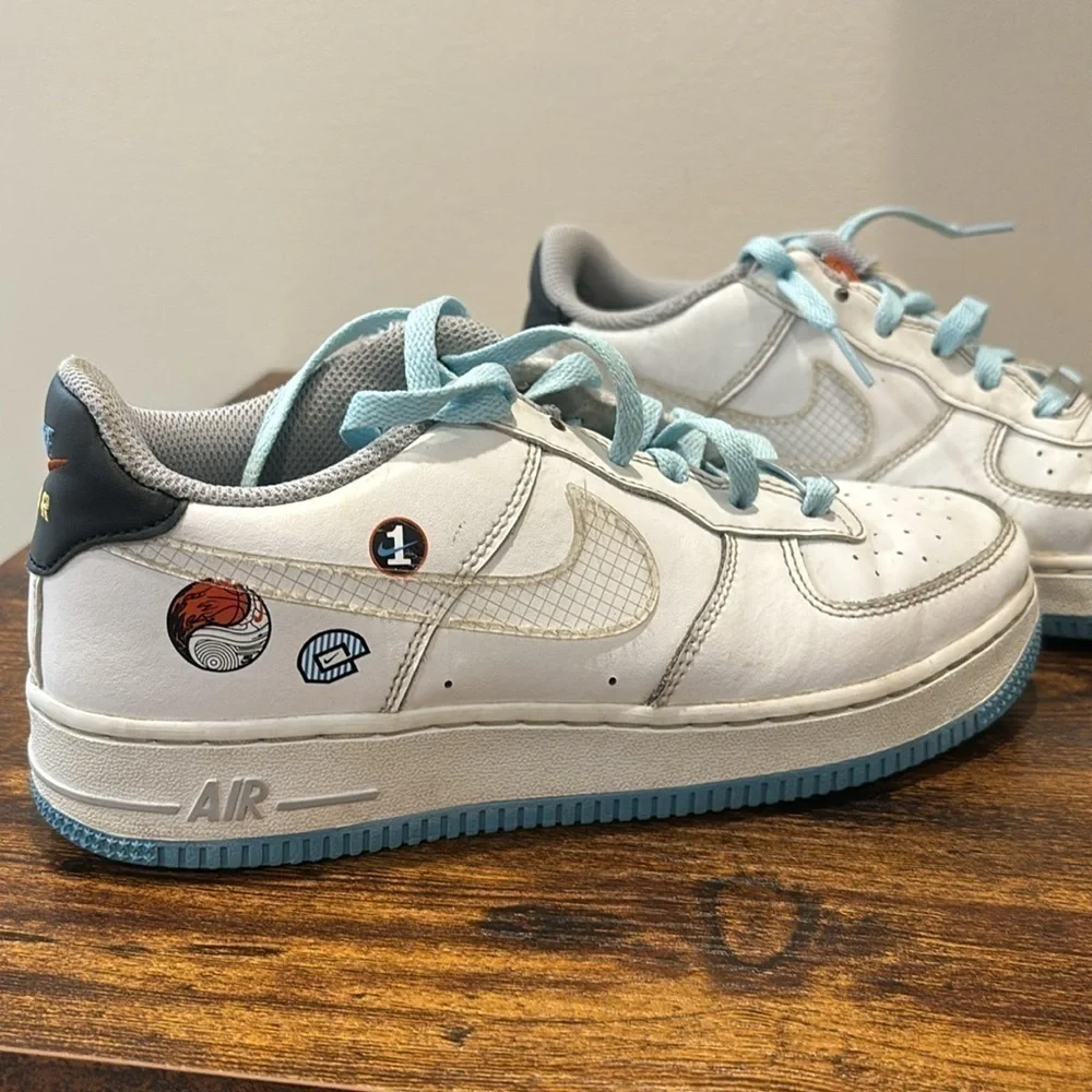 Nike Air Force 1 LV8 GS Happy Hoops Blue White size 5.5 youth boys sneakers